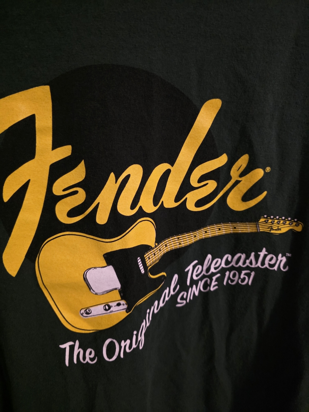 Fender Telecaster Graphic T-Shirt XXL Green Yellow Guitar Band Tee 100% Cotton - Picture 4 of 8
